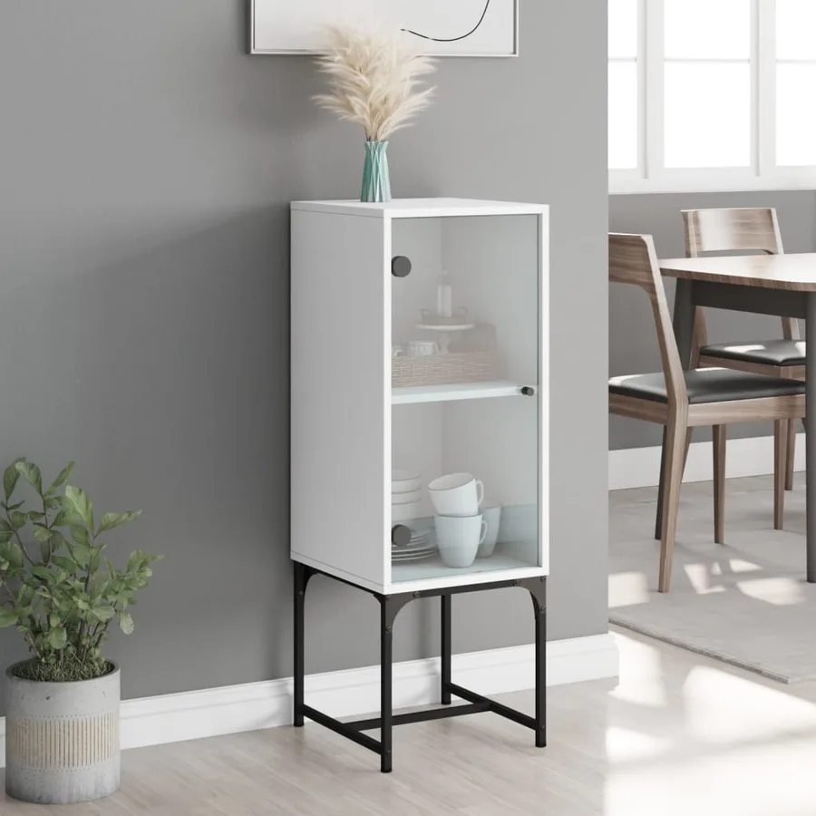 Armoire latérale avec porte en verre blanc 35x37x100 cm - 3