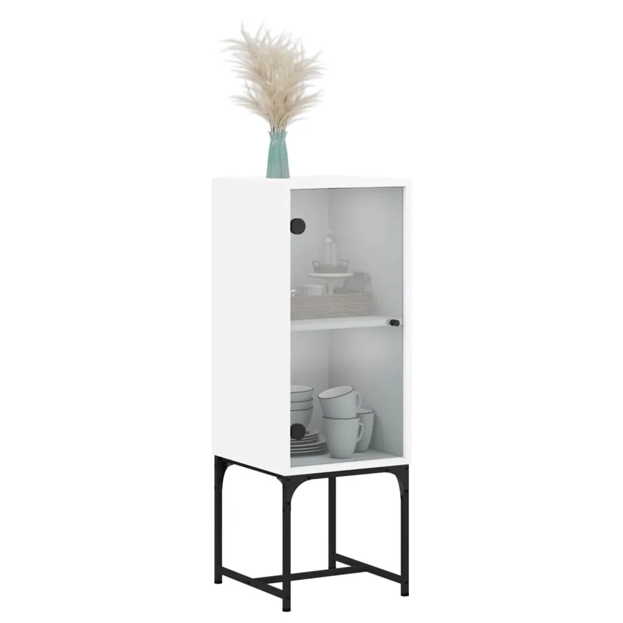 Armoire latérale avec porte en verre blanc 35x37x100 cm - 4