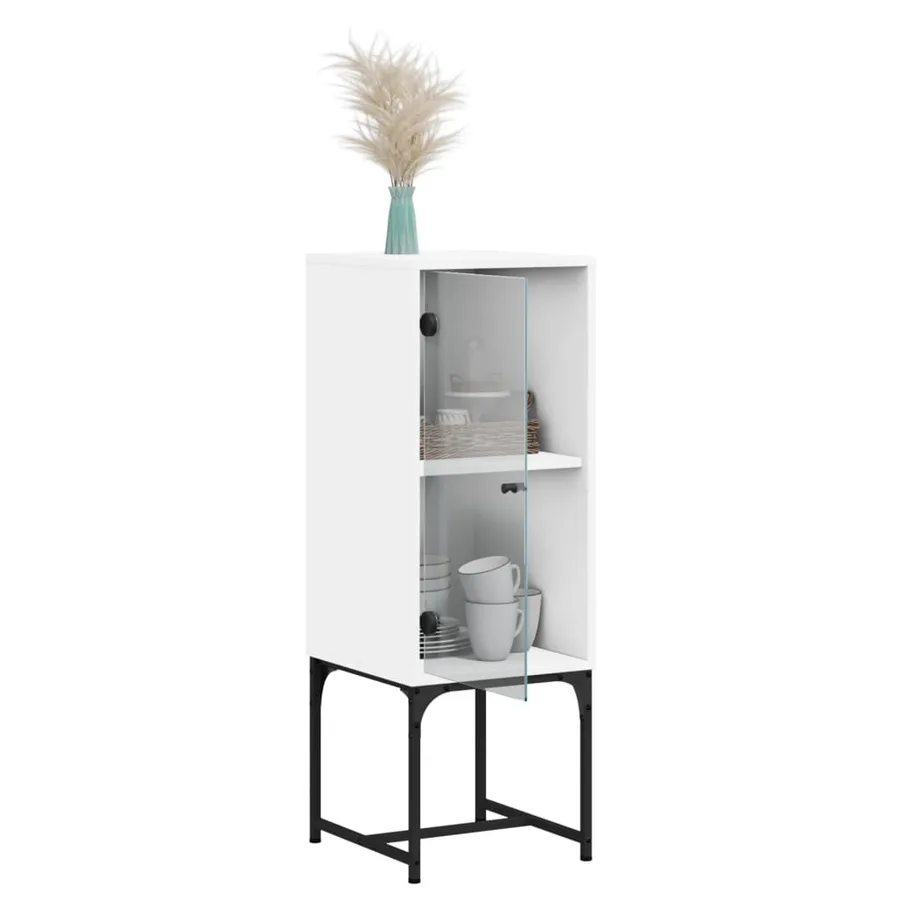 Armoire latérale avec porte en verre blanc 35x37x100 cm - 5