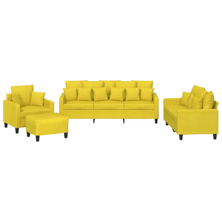 Ensemble de canapés 4 pcs avec coussins jaune clair tissu - 2