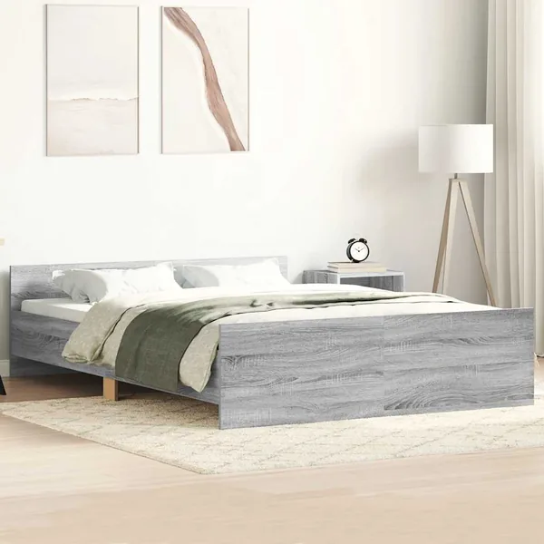 Cadre de lit sans matelas sonoma gris 140x190 cm