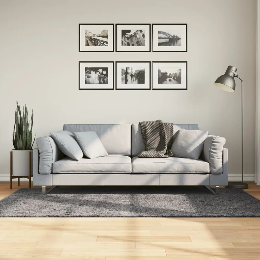 Tapis HUARTE à poils courts doux lavable anthracite 100x200 cm
