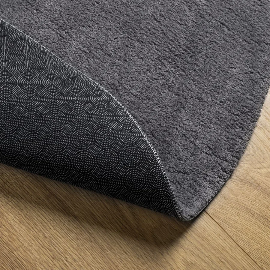 Tapis HUARTE à poils courts doux et lavable anthracite Ø 200 cm - 5