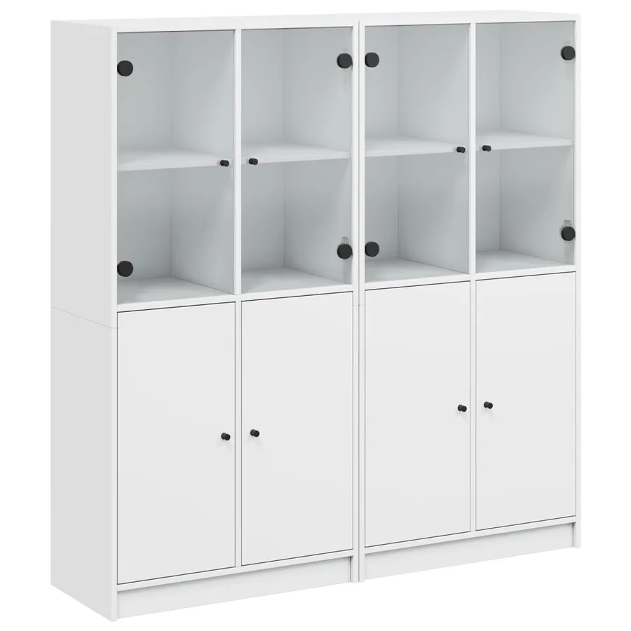 Bibliothèque avec portes blanc 136x37x142 cm bois d'ingénierie - 2