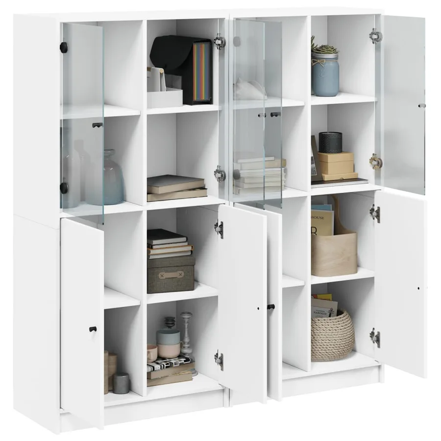 Bibliothèque avec portes blanc 136x37x142 cm bois d'ingénierie - 4