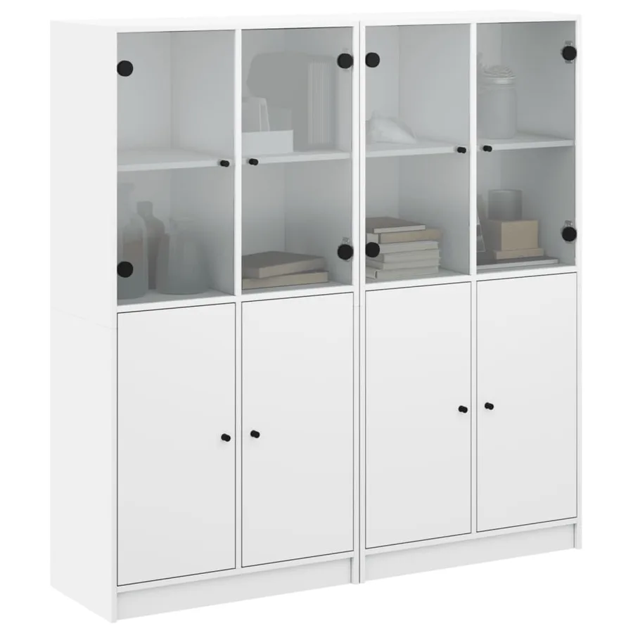 Bibliothèque avec portes blanc 136x37x142 cm bois d'ingénierie - 5