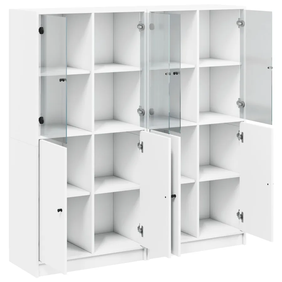 Bibliothèque avec portes blanc 136x37x142 cm bois d'ingénierie - 6