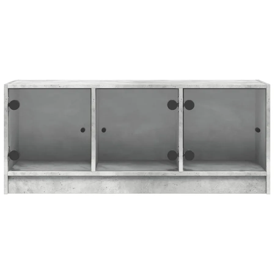 Meuble TV avec portes en verre gris béton 102x37x42 cm - 6