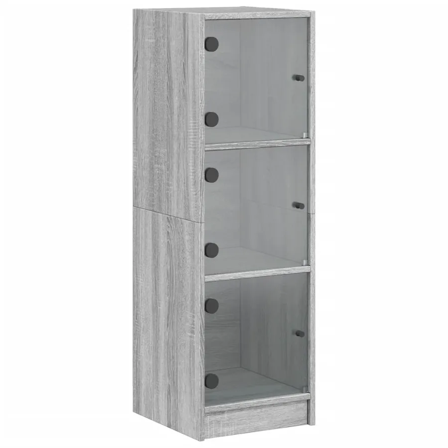 Buffet avec portes en verre sonoma gris 35x37x109 cm - 2