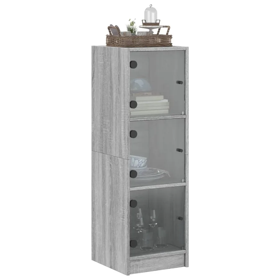Buffet avec portes en verre sonoma gris 35x37x109 cm - 4