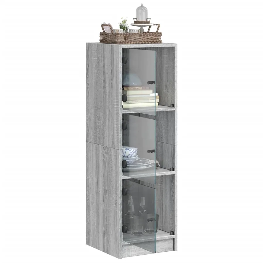 Buffet avec portes en verre sonoma gris 35x37x109 cm - 5