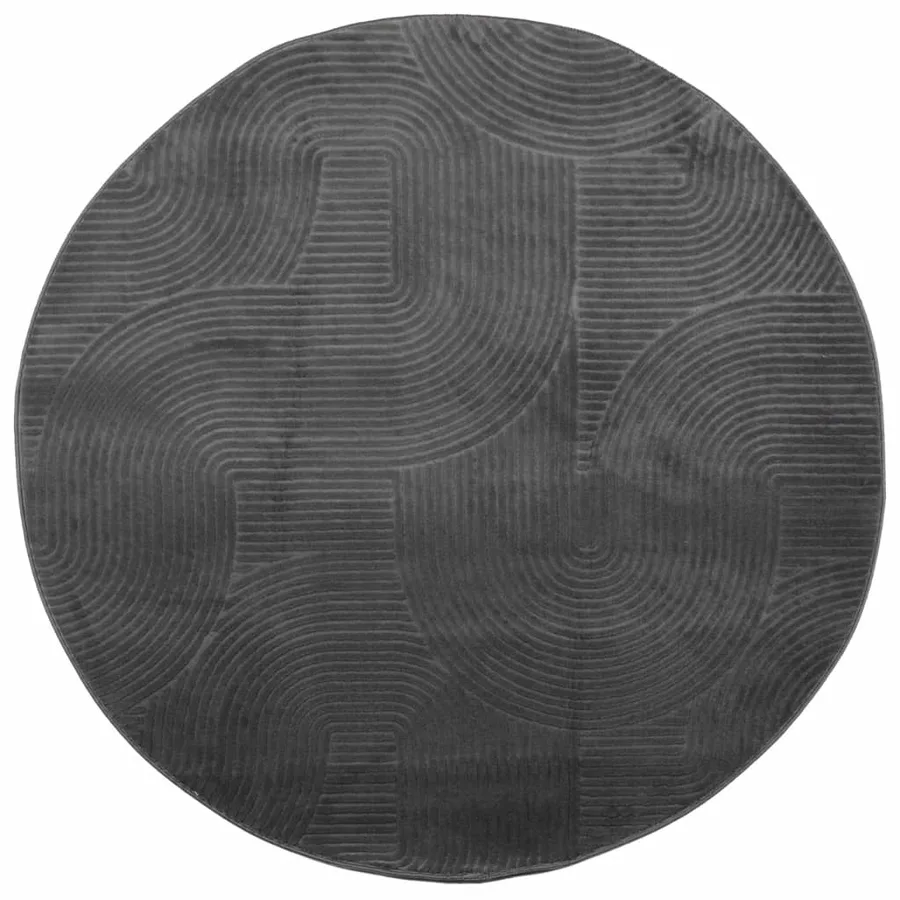 Tapis IZA poils courts style scandinave anthracite Ø 80 cm - 2