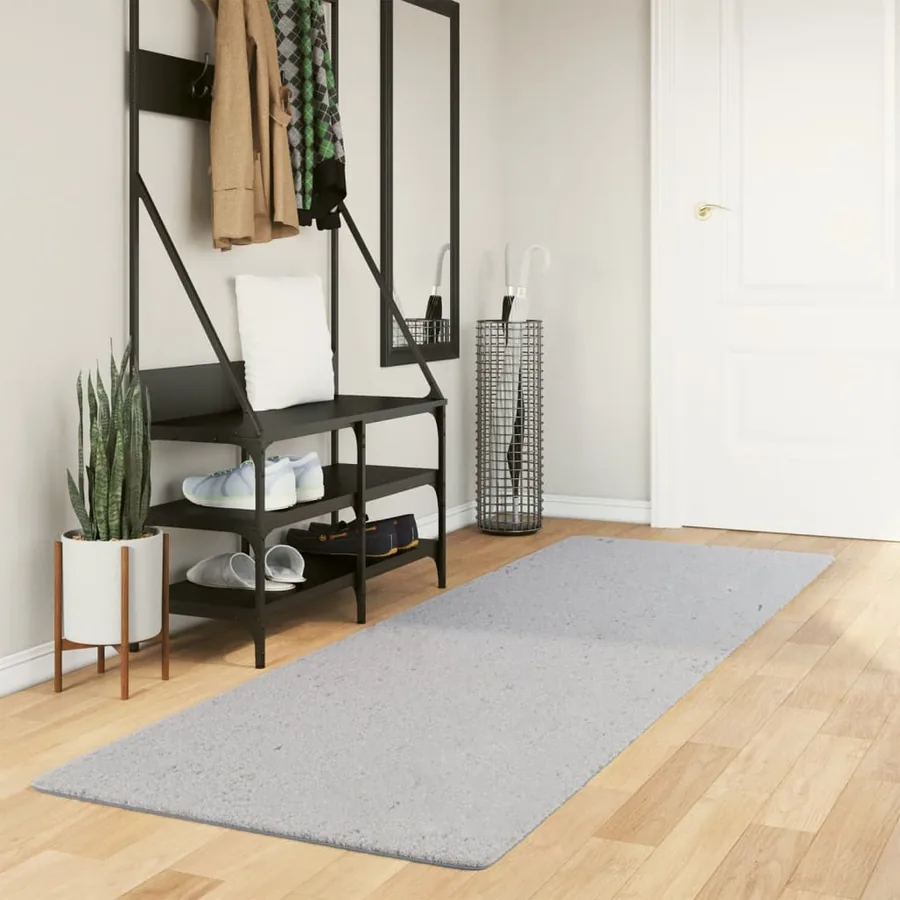 Tapis HUARTE à poils courts doux et lavable gris 80x250 cm