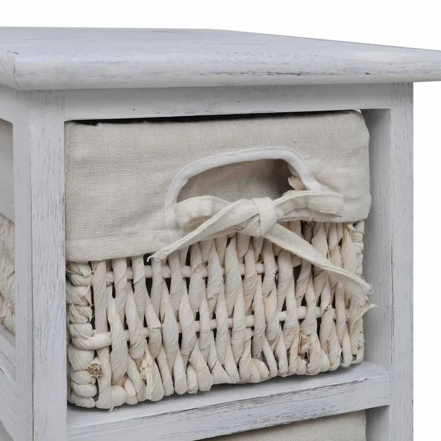 Étagère de rangement en bois 5 paniers en tissage Blanc - 6