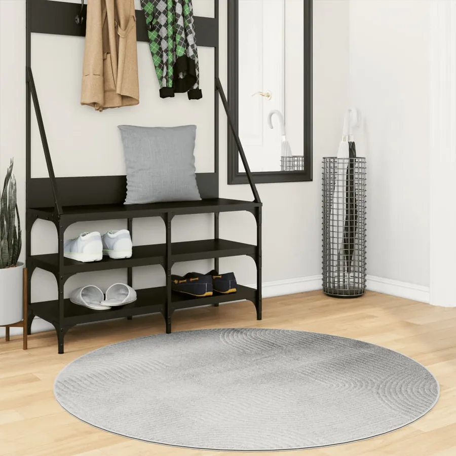 Tapis IZA poils courts style scandinave gris Ø 120 cm
