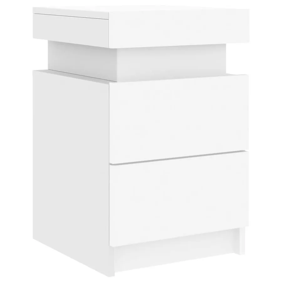 Tables de chevet avec lumières LED 2 pcs blanc 35x39x55 cm - 5