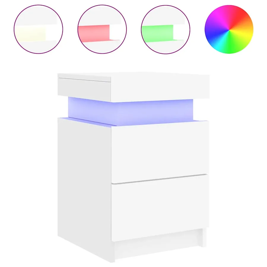 Tables de chevet avec lumières LED 2 pcs blanc 35x39x55 cm - 6
