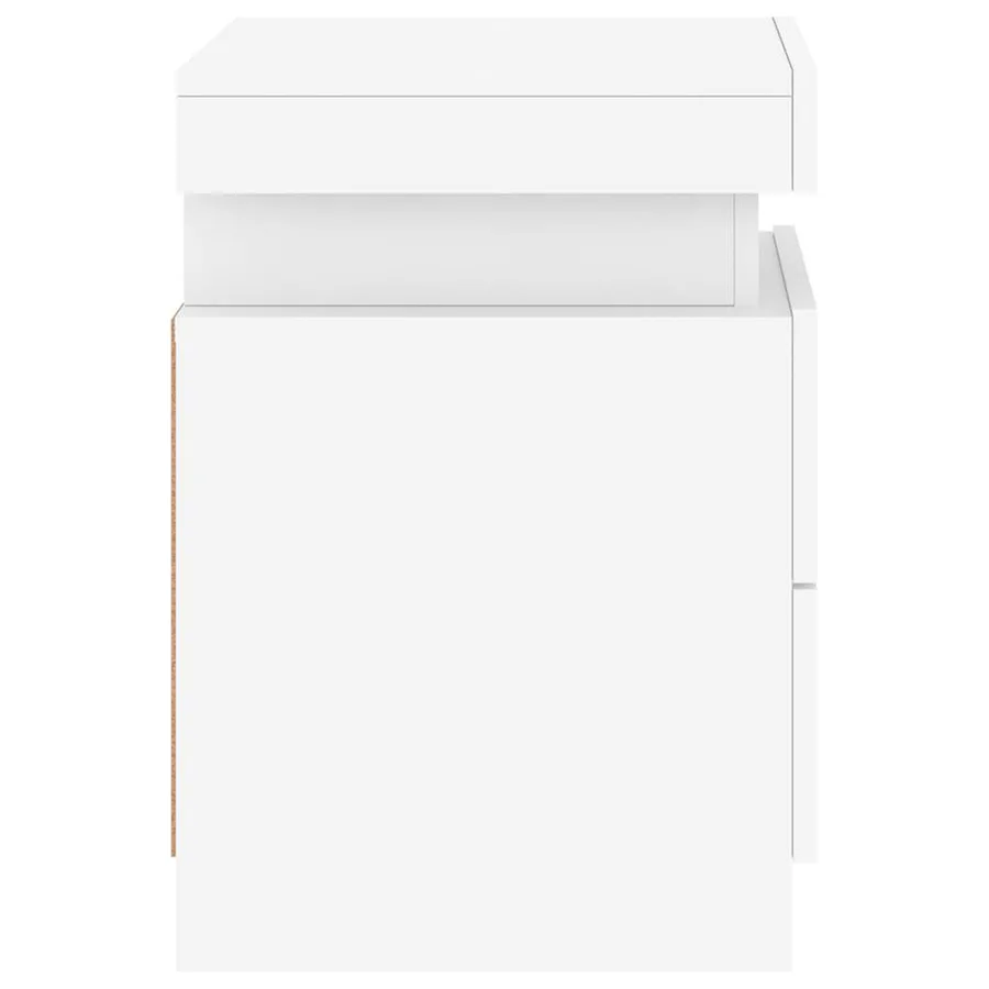 Tables de chevet avec lumières LED 2 pcs blanc 35x39x55 cm - 8