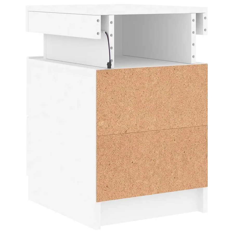 Tables de chevet avec lumières LED 2 pcs blanc 35x39x55 cm - 9