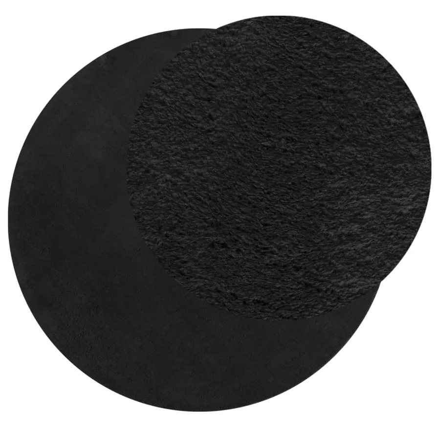 Tapis HUARTE à poils courts doux et lavable noir Ø 80 cm - 3