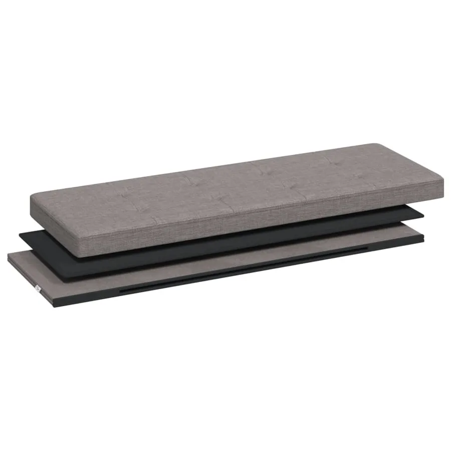 Banc de rangement pliable gris clair faux lin - 10