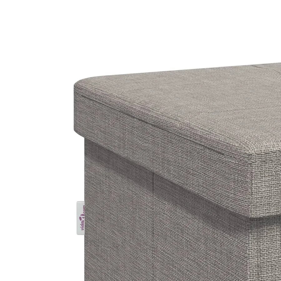 Banc de rangement pliable gris clair faux lin - 11