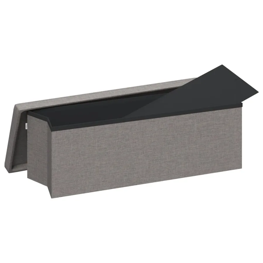 Banc de rangement pliable gris clair faux lin - 8