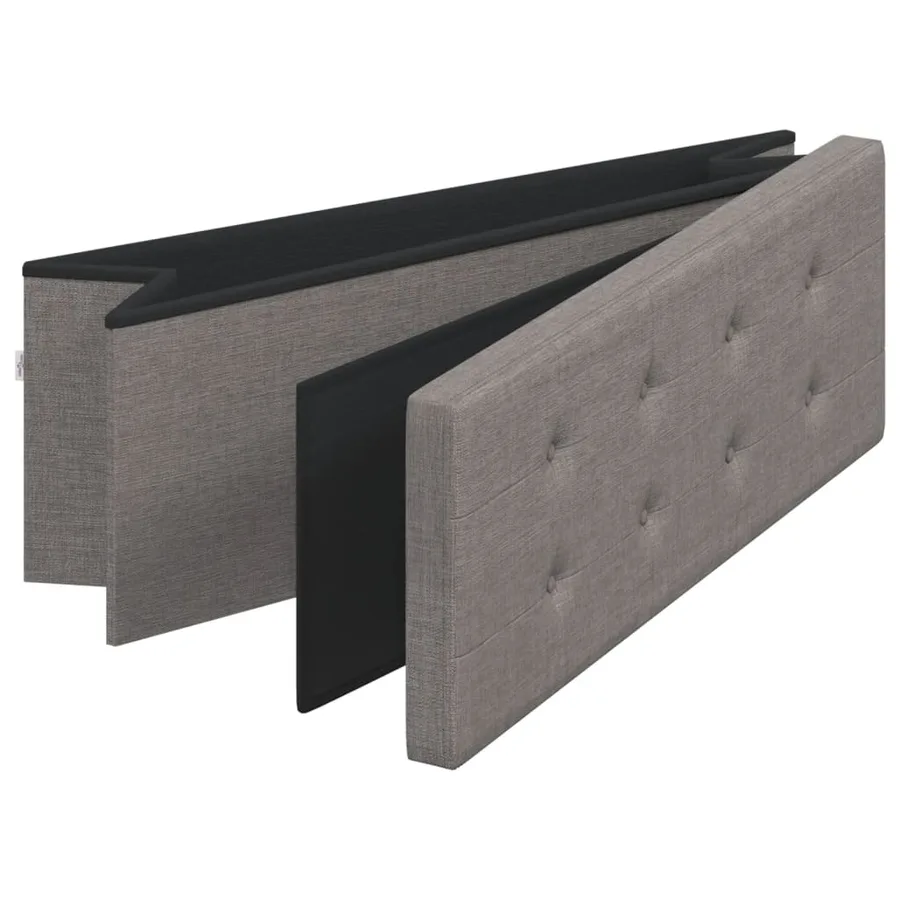 Banc de rangement pliable gris clair faux lin - 9