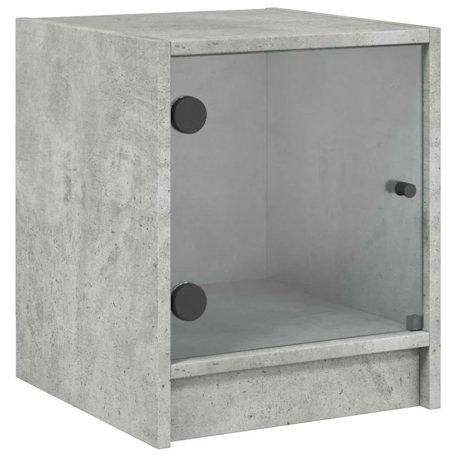 Tables de chevet et portes vitrées 2 pcs gris béton 35x37x42 cm - 6