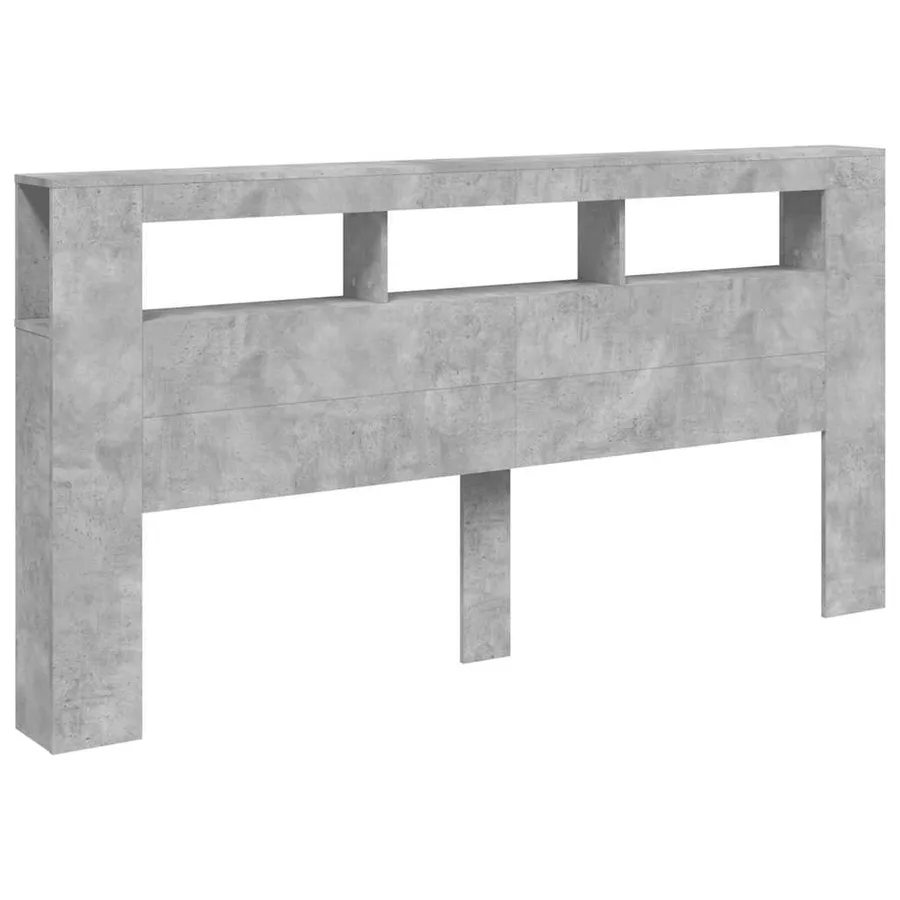 Tête de lit à LED gris béton 200x18,5x103,5cm bois d'ingénierie - 5