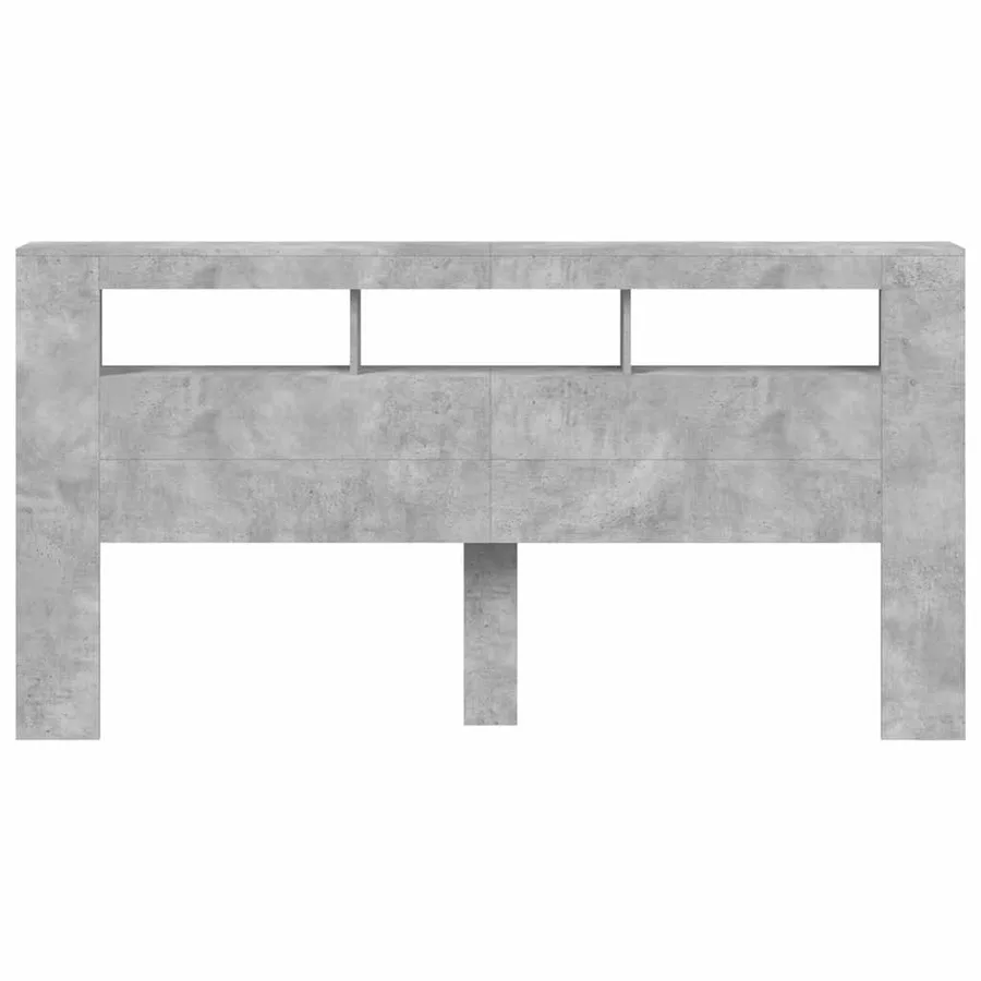 Tête de lit à LED gris béton 200x18,5x103,5cm bois d'ingénierie - 6