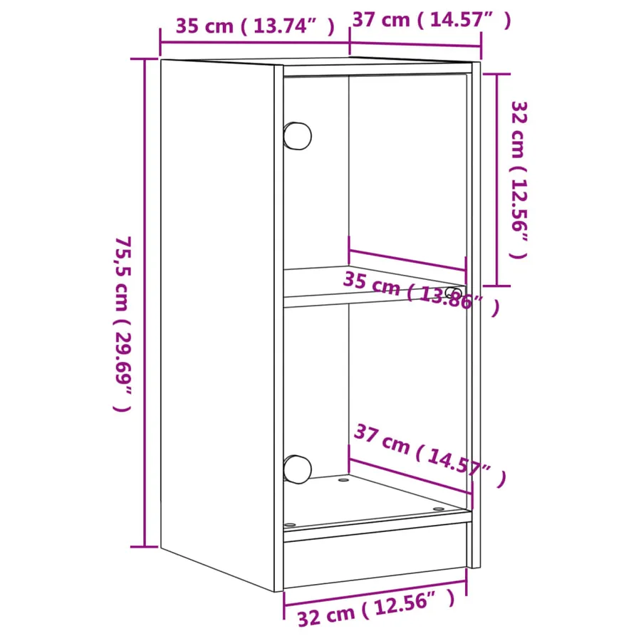 Armoire latérale avec portes en verre blanc 35x37x75,5 cm - 11