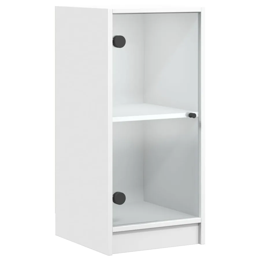 Armoire latérale avec portes en verre blanc 35x37x75,5 cm - 2