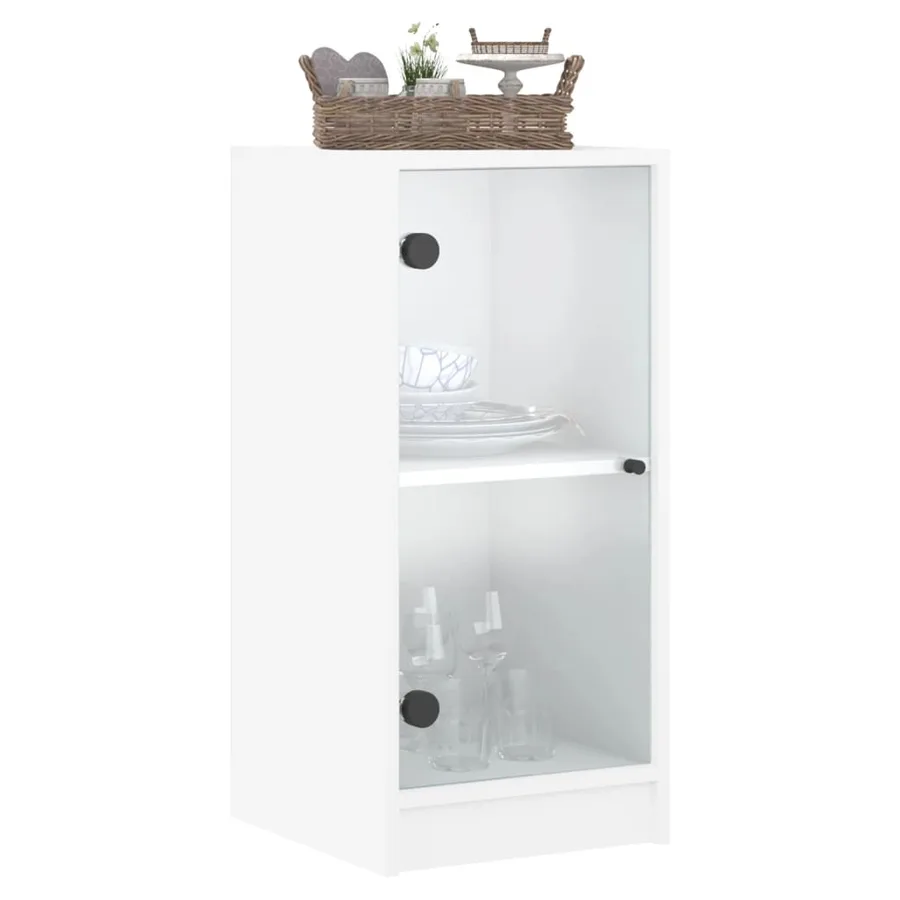 Armoire latérale avec portes en verre blanc 35x37x75,5 cm - 4