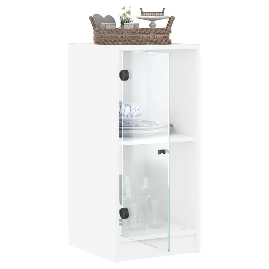 Armoire latérale avec portes en verre blanc 35x37x75,5 cm - 5