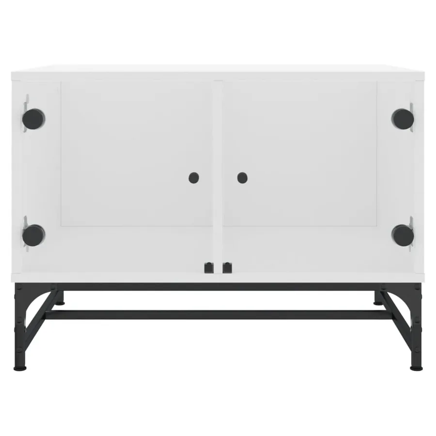 Table basse avec portes en verre blanc 68,5x50x50 cm - 5