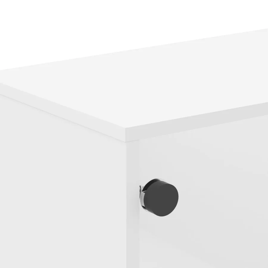 Table basse avec portes en verre blanc 68,5x50x50 cm - 8