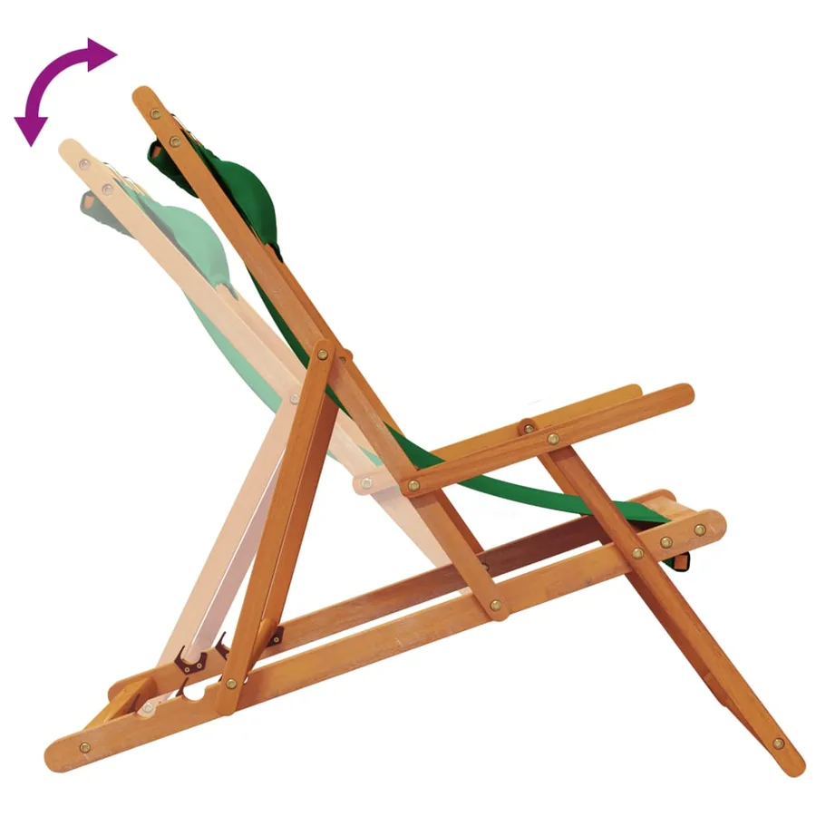 Chaises de plage pliables lot de 2 vert tissu - 7