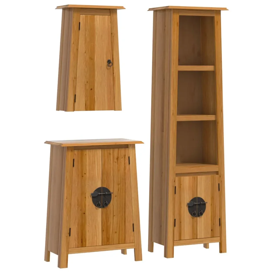 Ensemble de meubles de salle de bain 3 pcs bois de pin massif - 2