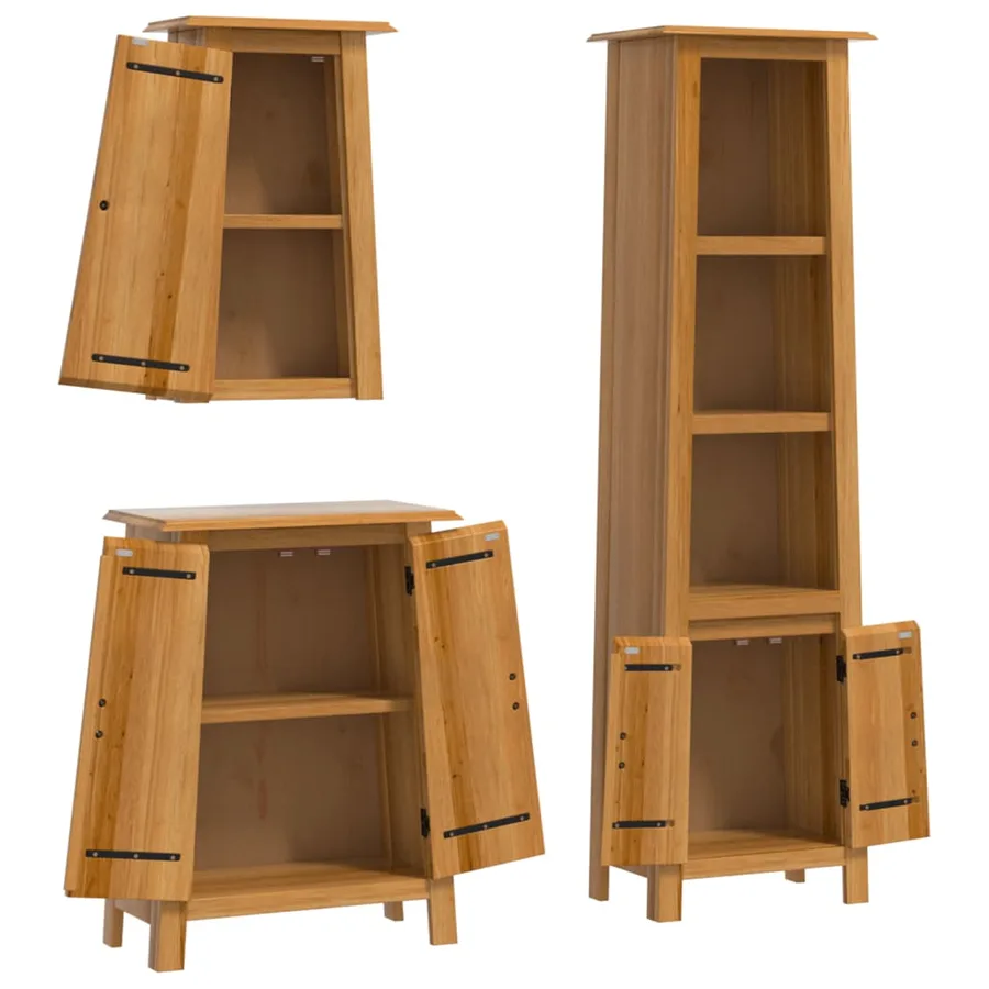 Ensemble de meubles de salle de bain 3 pcs bois de pin massif - 4