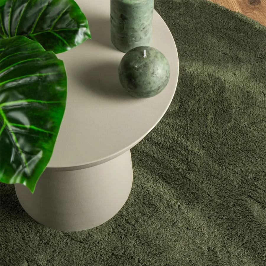 Tapis HUARTE à poils courts doux et lavable vert forêt Ø 80 cm - 7