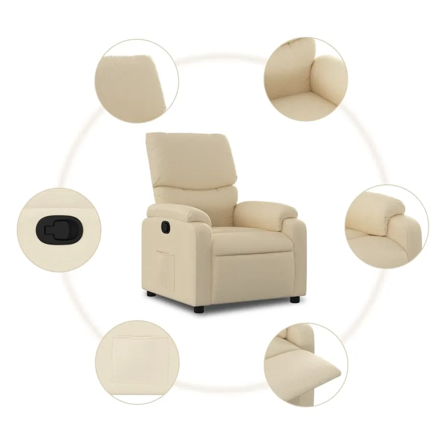 Fauteuil inclinable Crème Tissu - 7