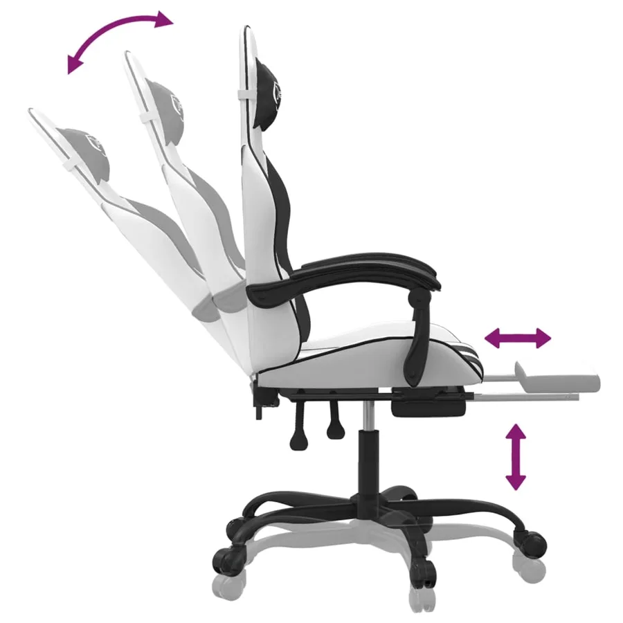 Chaise de jeu pivotante et repose-pied Blanc et rose Similicuir - 11