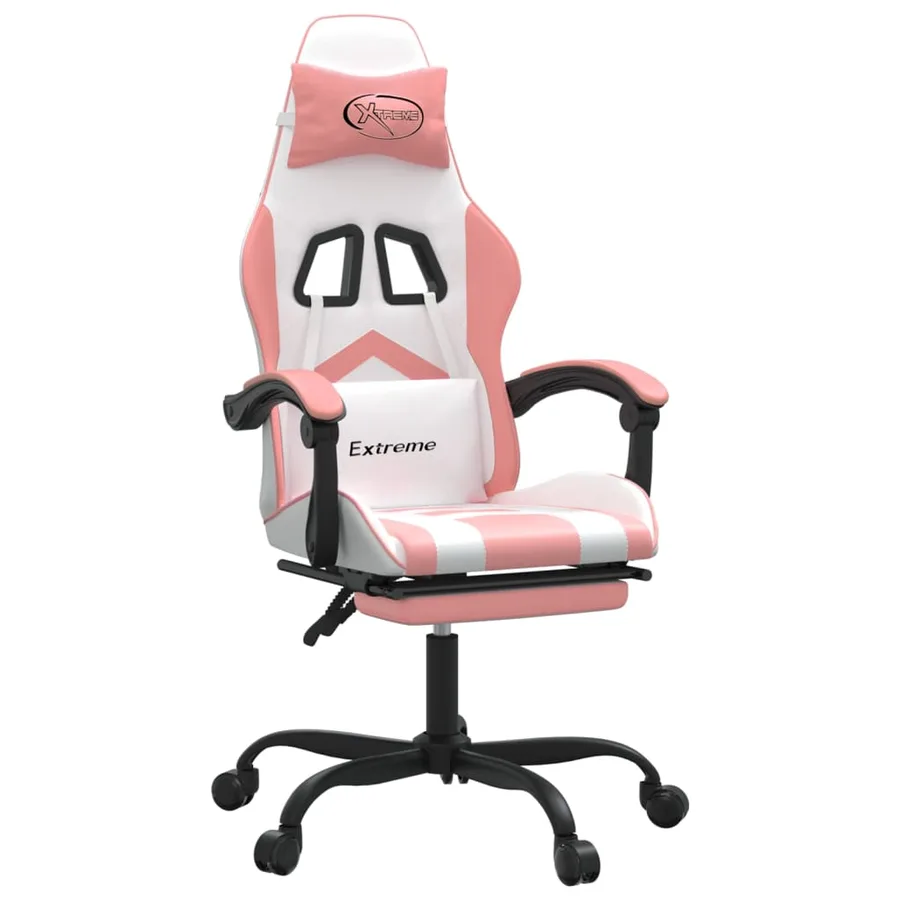 Chaise de jeu pivotante et repose-pied Blanc et rose Similicuir - 2
