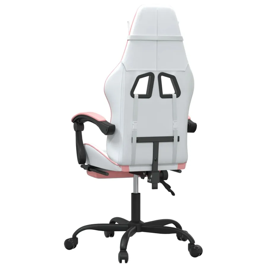 Chaise de jeu pivotante et repose-pied Blanc et rose Similicuir - 5
