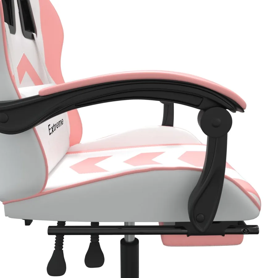 Chaise de jeu pivotante et repose-pied Blanc et rose Similicuir - 8