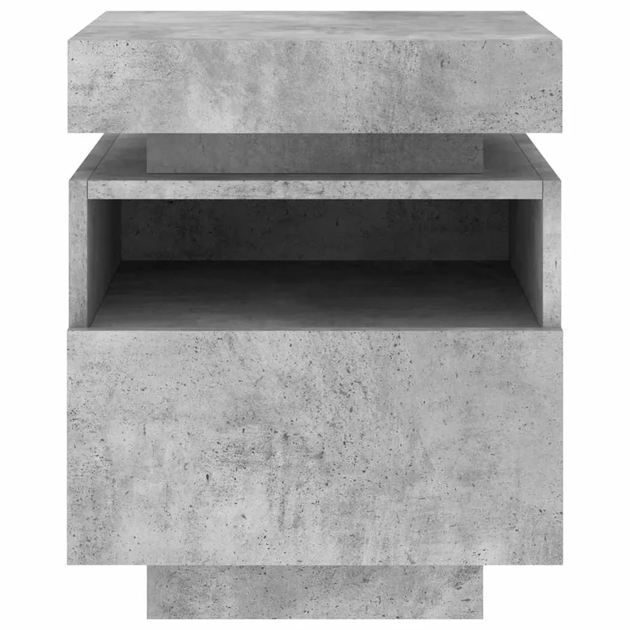 Armoire de chevet avec lumières LED gris béton 40x39x48,5 cm - 6
