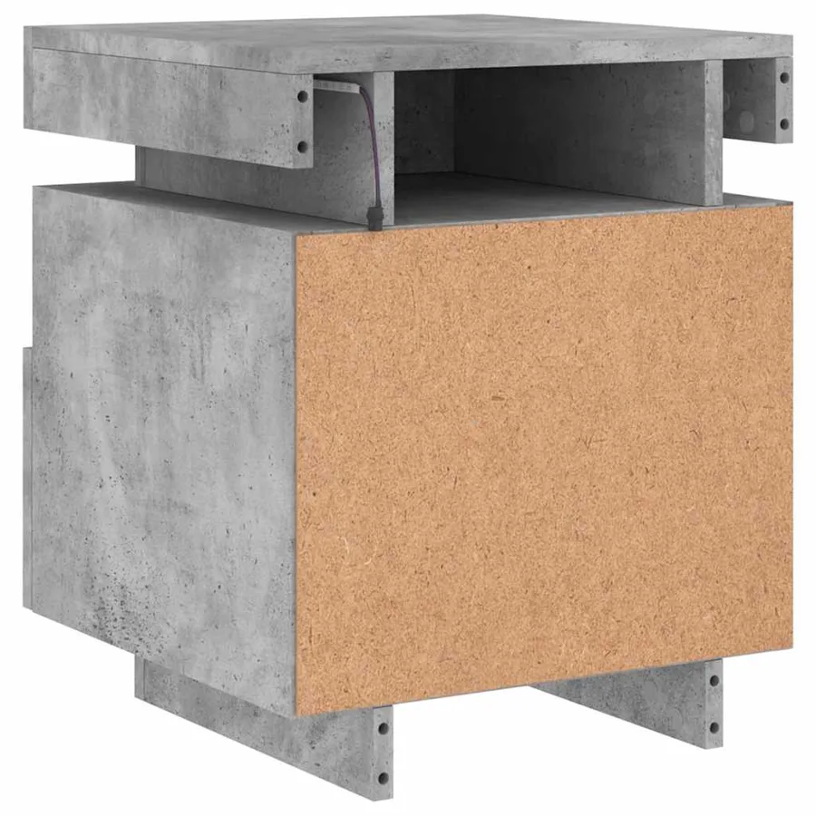 Armoire de chevet avec lumières LED gris béton 40x39x48,5 cm - 7