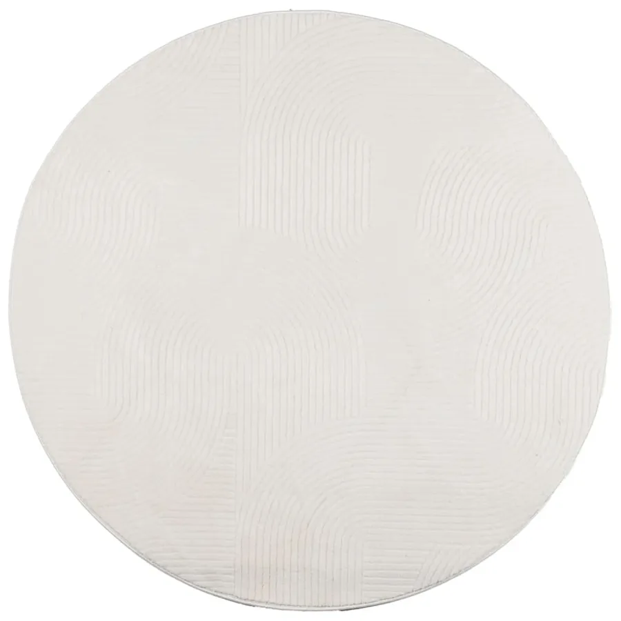 Tapis IZA poils courts style scandinave crème Ø 100 cm - 2