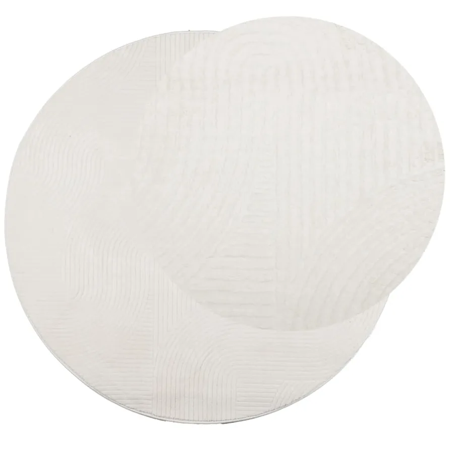 Tapis IZA poils courts style scandinave crème Ø 100 cm - 3